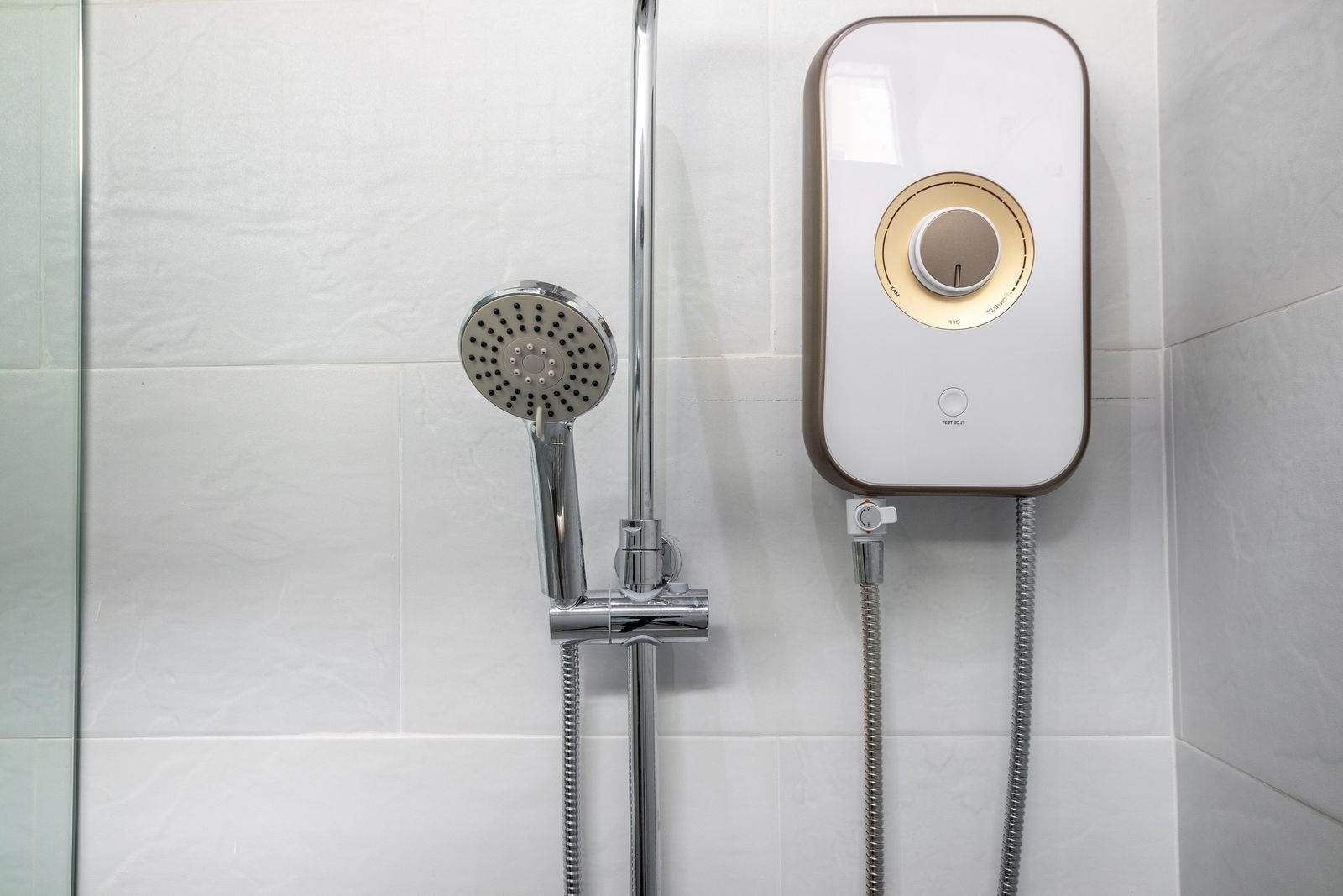 Bathroom with a bath, shower screen, basin and toilet